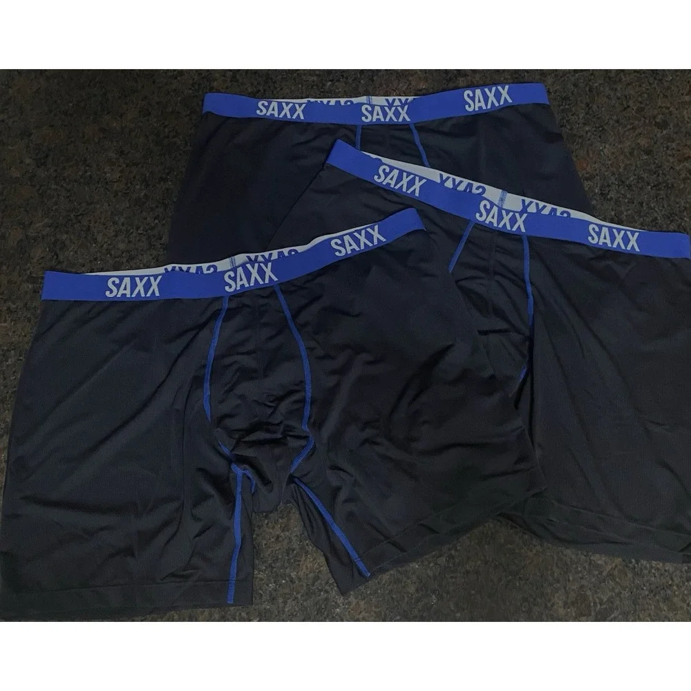 New! Saxx Men's Core Performance Mesh Blue/White Boxer Briefs Sz XXL